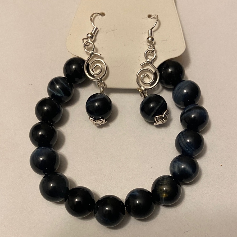 Elegant Natural Blue Gemstone Beaded Jewelry Set